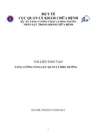 Tài liệu đào tạo tăng cường năng lực quản lý điều dưỡng