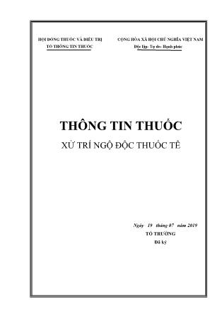 Thông tin thuốc xử trí ngộ độc thuốc tê