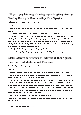 Thực trạng hài lòng với công việc của giảng viên tại Trường Đại học Y Dược-Đại học Thái Nguyên