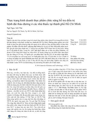 Thực trạng kinh doanh thực phẩm chức năng hỗ trợ điều trị bệnh đái tháo đường ở các nhà thuốc tại thành phố Hồ Chí Minh