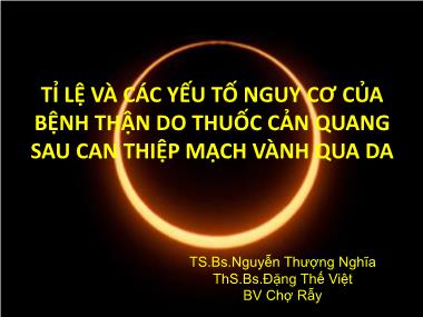 Tỉ lệ và các yếu tố nguy cơ của bệnh thận do thuốc cản quang sau can thiệp mạch vành qua da