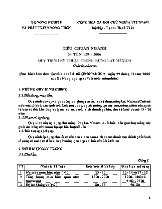 Tiêu chuẩn ngành 04 TCN 129-2006: Quy trình kỹ thuật trồng rừng lát mêxico (Cedrela odorata)