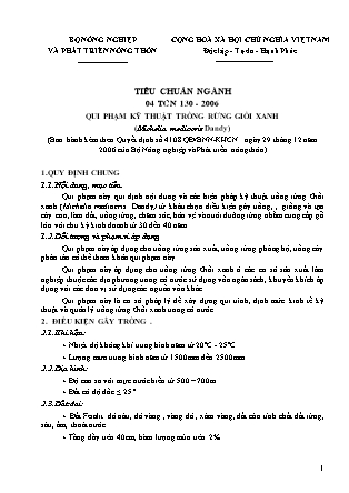 Tiêu chuẩn ngành 04 TCN 130-2006: Qui phạm kỹ thuật trồng rừng giổi xanh (Michelia mediocris Dandy)