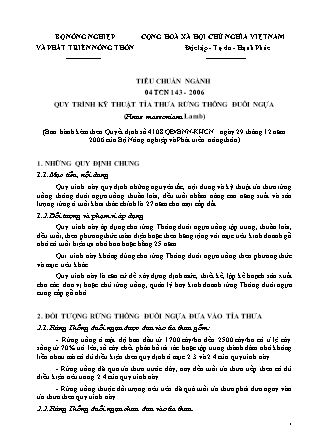 Tiêu chuẩn ngành 04 TCN 143-2006: Quy trình kỹ thuật tỉa thưa rừng thông đuôi ngựa (Pinus massoniana Lamb)