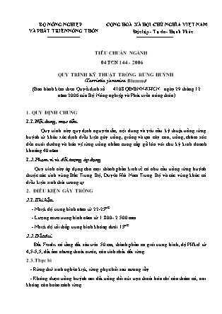 Tiêu chuẩn ngành 04 TCN 144-2006: Quy trình kỹ thuật trồng rừng huỷnh (Tarrietia javanica Blumme)