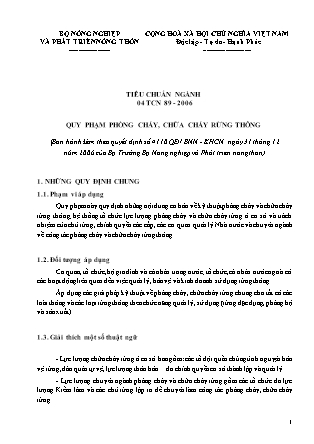 Tiêu chuẩn ngành 04 TCN 89-2006:  Quy phạm phòng cháy, chữa cháy rừng thông