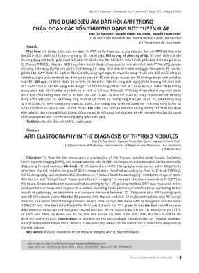 Ứng dụng siêu âm đàn hồi ARFI trong chẩn đoán các tổn thương dạng nốt tuyến giáp