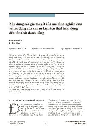 Xây dựng các giả thuyết của mô hình nghiên cứu về tác động của các sự kiện tổn thất hoạt động đến tổn thất danh tiếng