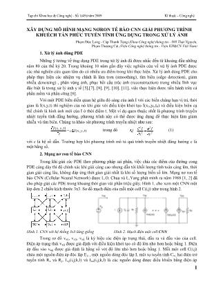 Xây dựng mô hình mạng nơron tế bào CNN giải phương trình khuếch tán phức tuyến tính ứng dụng trong xử lý ảnh