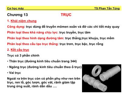 Bài giảng Cơ học máy - Chương 13: Trục - Phan Tấn Tùng