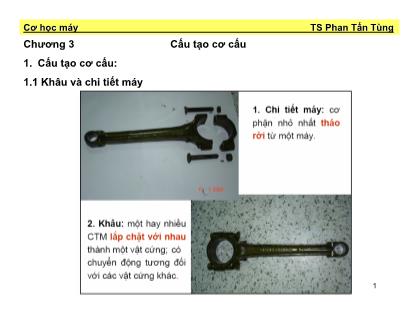 Bài giảng Cơ học máy - Chương 3: Cấu tạo cơ cấu - Phan Tấn Tùng