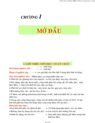 Bài giảng Cơ lưu chất - Chương 1: Mở đầu