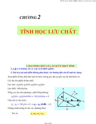 Bài giảng Cơ lưu chất - Chương 2: Tĩnh học lưu chất