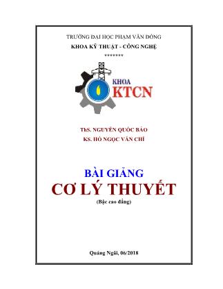 Bài giảng Cơ lý thuyết (Phần 1)