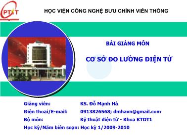 Bài giảng Cơ sở đo lường điện tử - Đỗ Mạnh Hà