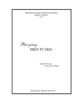 Bài giảng Điện tử học - Trương Văn Thanh