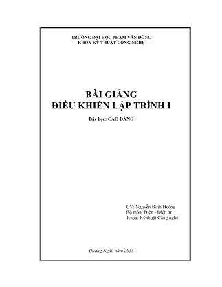 Bài giảng Điều khiển lập trình I - Nguyễn Đình Hoàng