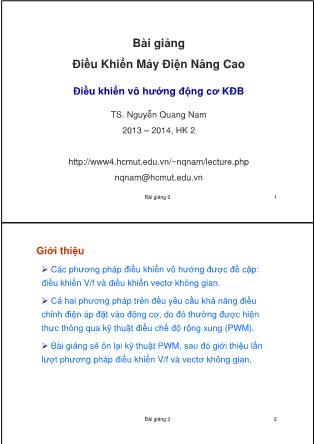 Bài giảng Điều khiển máy điện nâng cao - Bài 3: Điều khiển vô hướng động cơ KĐB - Nguyễn Quang Nam