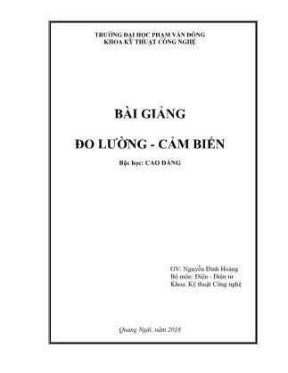 Bài giảng Đo lường-cảm biến - Nguyễn Đình Hoàng