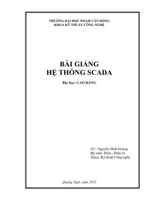 Bài giảng Hệ thống SCADA - Nguyễn Đình Hoàng