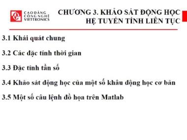 Bài giảng Kỹ thuật điều khiển tự động - Chương 3: Khảo sát động học hệ tuyến tính liên tục - Phan Văn Cường