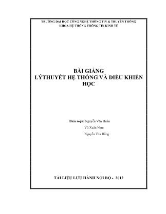 Bài giảng Lý thuyết hệ thống và điều khiển học (Phần 1)