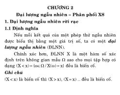 Bài giảng Lý thuyết xác suất và thống kê toán - Chương 2: Đại lượng ngẫu nhiên-Phân phối XS