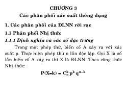 Bài giảng Lý thuyết xác suất và thống kê toán - Chương 3: Các phân phối xác suất thông dụng