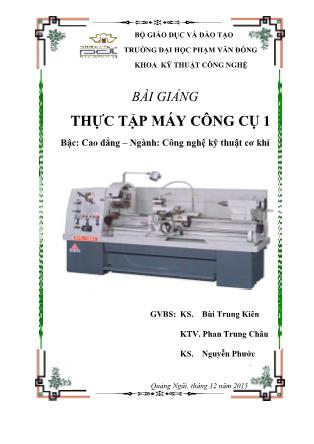 Bài giảng Thực tập máy công cụ 1