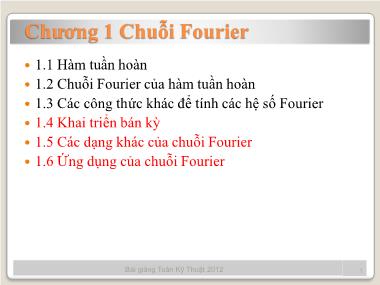 Bài giảng Toán kỹ thuật - Chương 1: Chuỗi Fourier