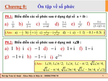 Bài tập Toán kỹ thuật: Ôn tập về số phức. Chuỗi Fourier