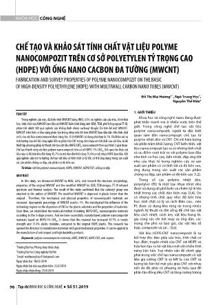 Chế tạo và khảo sát tính chất vật liệu polyme nanocompozit trên cơ sở polyetylen tỷ trọng cao (HDPE) với ống nano cacbon đa tường (MWCNT)