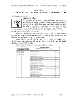 Đề cương chi tiết môn học Điều khiển logic - Chương 8: Lựa chọn, lắp đặt, kiểm tra và bảo trì hệ thống