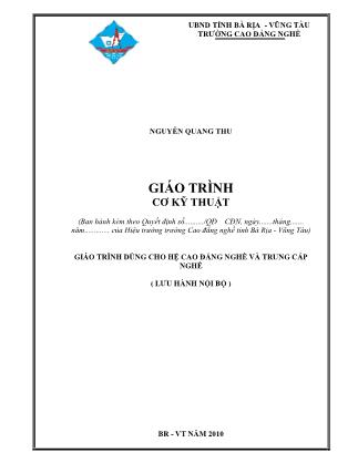 Giáo trình Cơ kỹ thuật - Nguyễn Quang Thu (Phần 1)