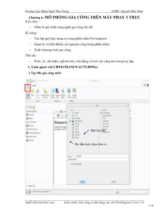 Giáo trình Gia công cơ khí nâng cao với Pro/Engineer Creo 1.0 - Nguyễn Hữu Thân (Phần 2)