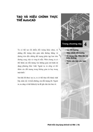 Giáo trình Phát triển AutoCAD bằng ActiveX & VBA - Chương 4: Tạo và hiệu chỉnh thực thể AutoCAD
