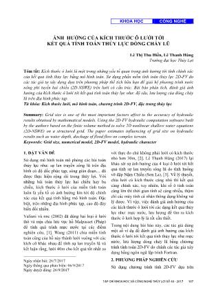 Ảnh hưởng của kích thước ô lưới tới kết quả tính toán thủy lực dòng chảy lũ