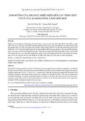 Ảnh hưởng của tro đáy nhiệt điện đến các tính chất cơ lý của xi măng poóc lăng hỗn hợp