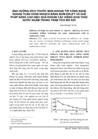 Ảnh hưởng kích thước mùn khoan tới công nghệ khoan tuần hoàn nghịch bằng bơm Erlift và giải pháp nâng cao hiệu quả khoan các giếng khai thác nước ngầm trong trầm tích bở rời