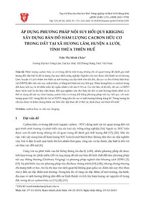 Áp dụng phương pháp nội suy hồi quy kriging xây dựng bản đồ hàm lượng cacbon hữu cơ trong đất tại xã Hương Lâm, huyện A Lưới, tỉnh Thừa Thiên Huế