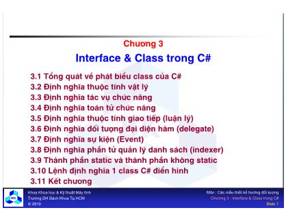 Bài giảng Các mẫu thiết kế hướng đối tượng - Chương 3: Interface & Class trong C#