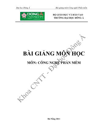 Bài giảng Công nghệ phần mềm