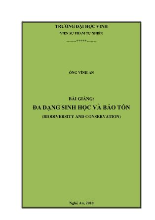 Bài giảng Đa dạng sinh học và bảo tồn