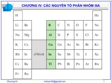 Bài giảng Hóa vô cơ A - Chương 4: Các nguyên tố nhóm IIIA - Nguyễn Văn Hòa