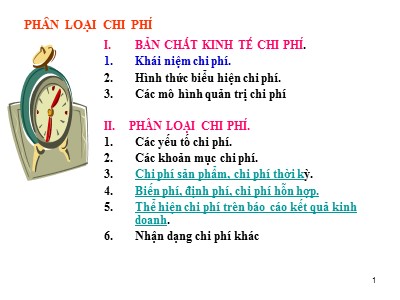 Bài giảng Kế toán chi phí - Chương 2: Phân loại chi phí