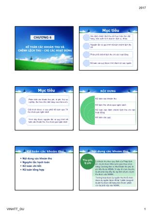 Bài giảng Kế toán hành chính sự nghiệp - Chương 6: Kế toán các khoản thu và chênh lệch thu-Chi các hoạt động