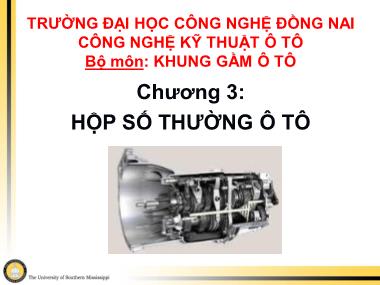 Bài giảng Khung gầm ô tô - Chương 3: Hộp số thường ô tô