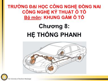 Bài giảng Khung gầm ô tô - Chương 8: Hệ thống phanh