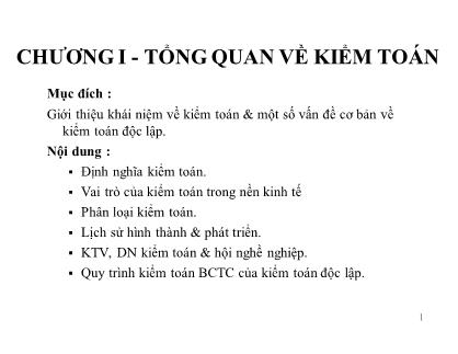 Bài giảng Kiểm toán - Chương 1: Tổng quan về kiểm toán