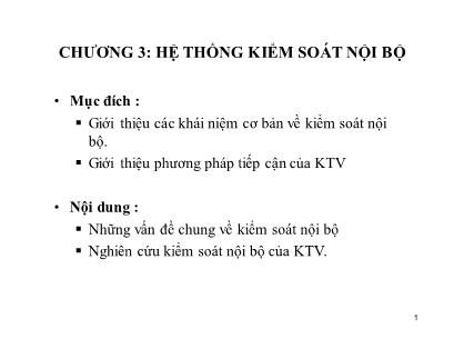 Bài giảng Kiểm toán - Chương 3: Hệ thống kiểm soát nội bộ